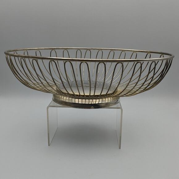 Silver Wire Decorative Table Baskets Centerpieces Set 2 Vintage Mid-Century MCM - Picture 12 of 16